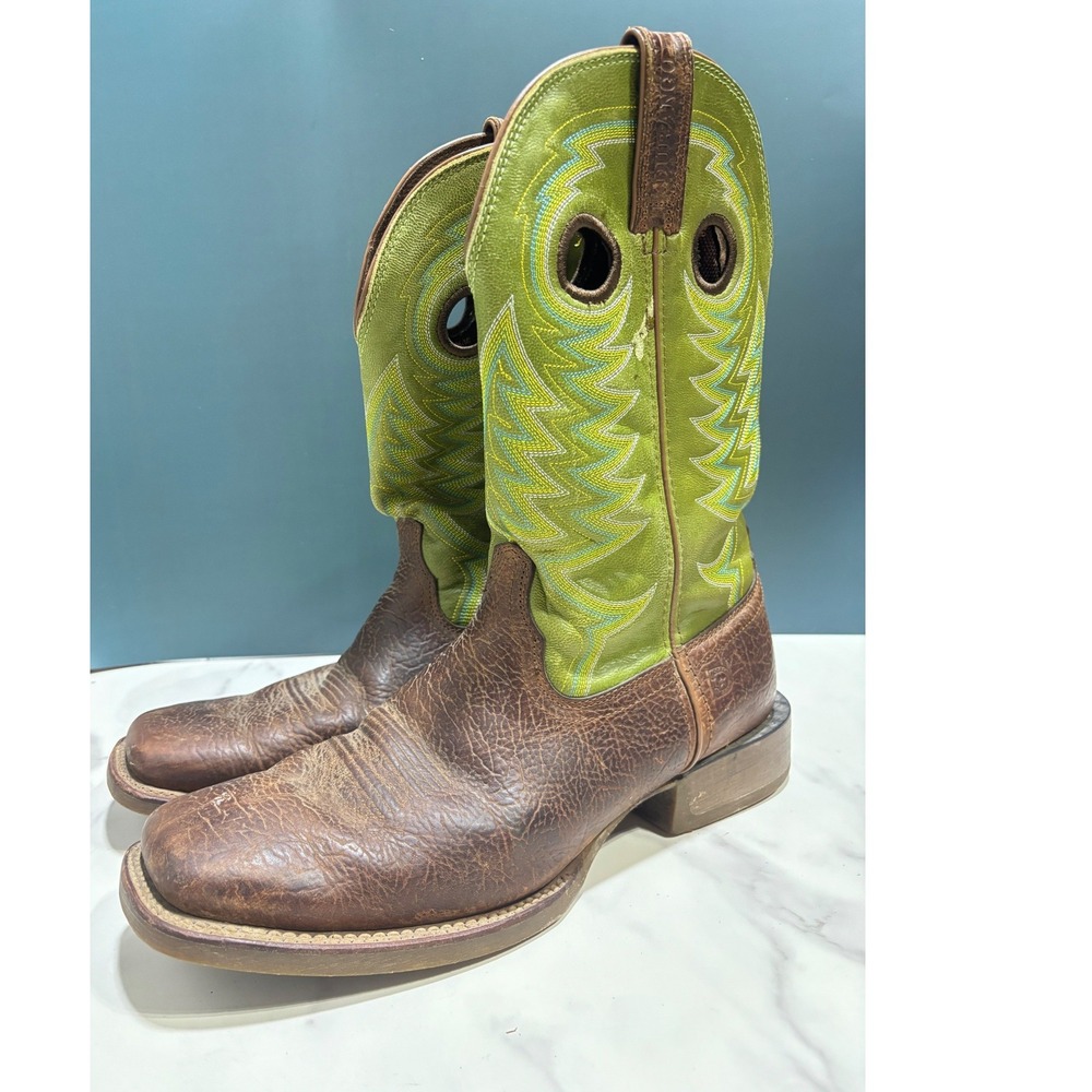 Durango Rebel Pro‎ Mens 11.5M Western Boots Brown Lime Green Leather DDB0228